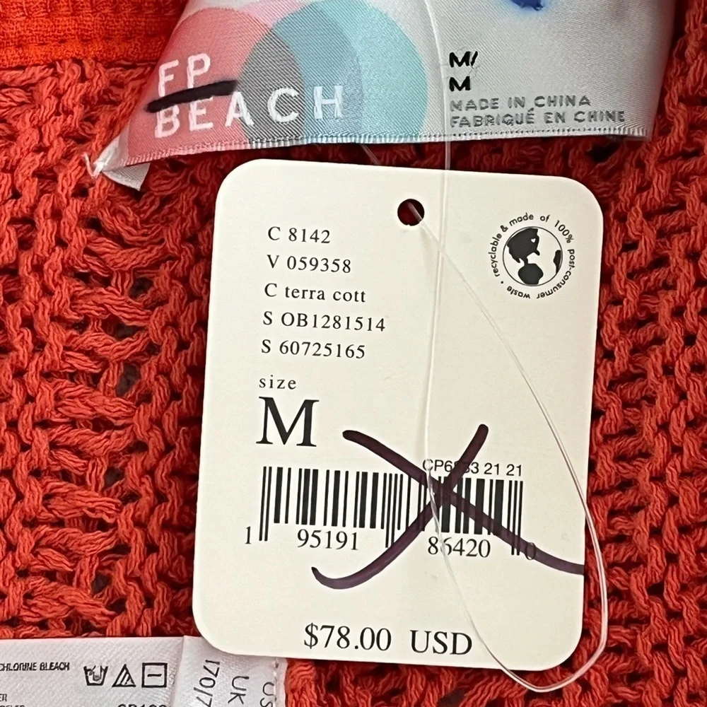 NWT Free People Beach Day Sweater Pants Boho Comfy Cotton Size M Terra Cotta
